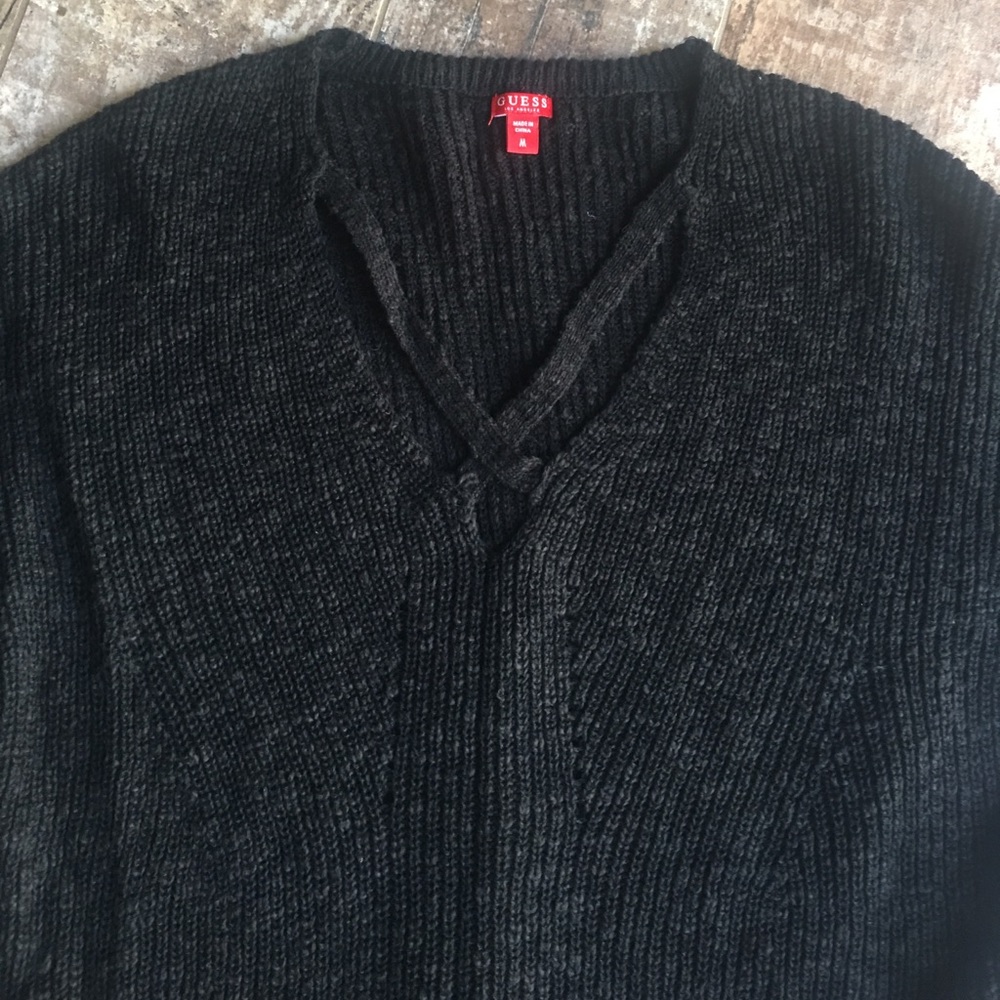Guess sweater with cutout X over chest